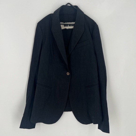 Uma Wang Rare Single Breasted Tailored Linen Blend Blazer Jacket In Black - Picture 2 of 9